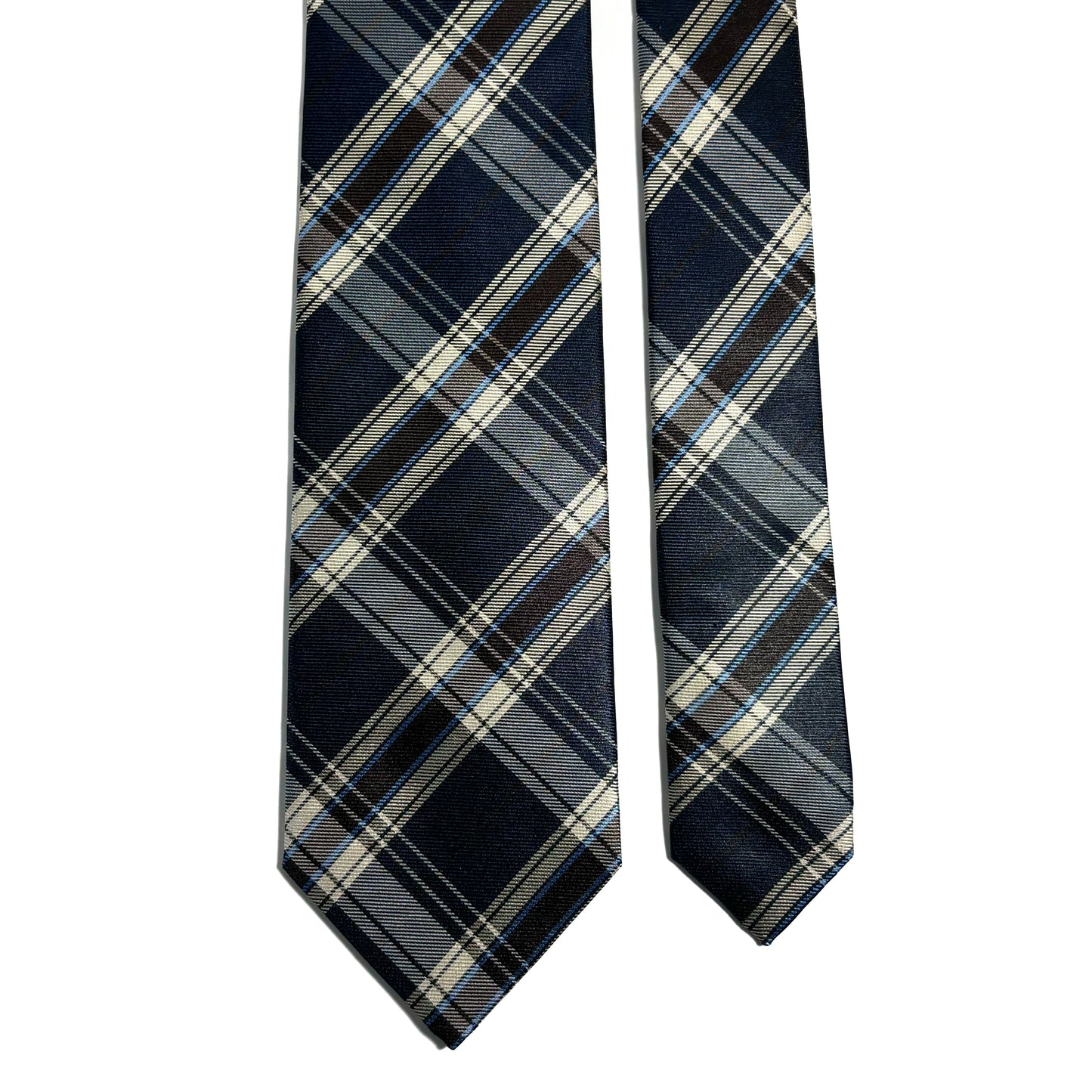 Navy Blue Plaid Silk Jacquard Tie