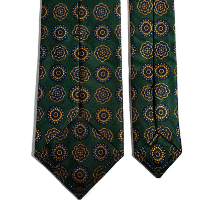 Green & Gold Geometric Silk Jacquard Tie