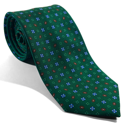Green Small Floral Printed 36oz Silk Twill Tie