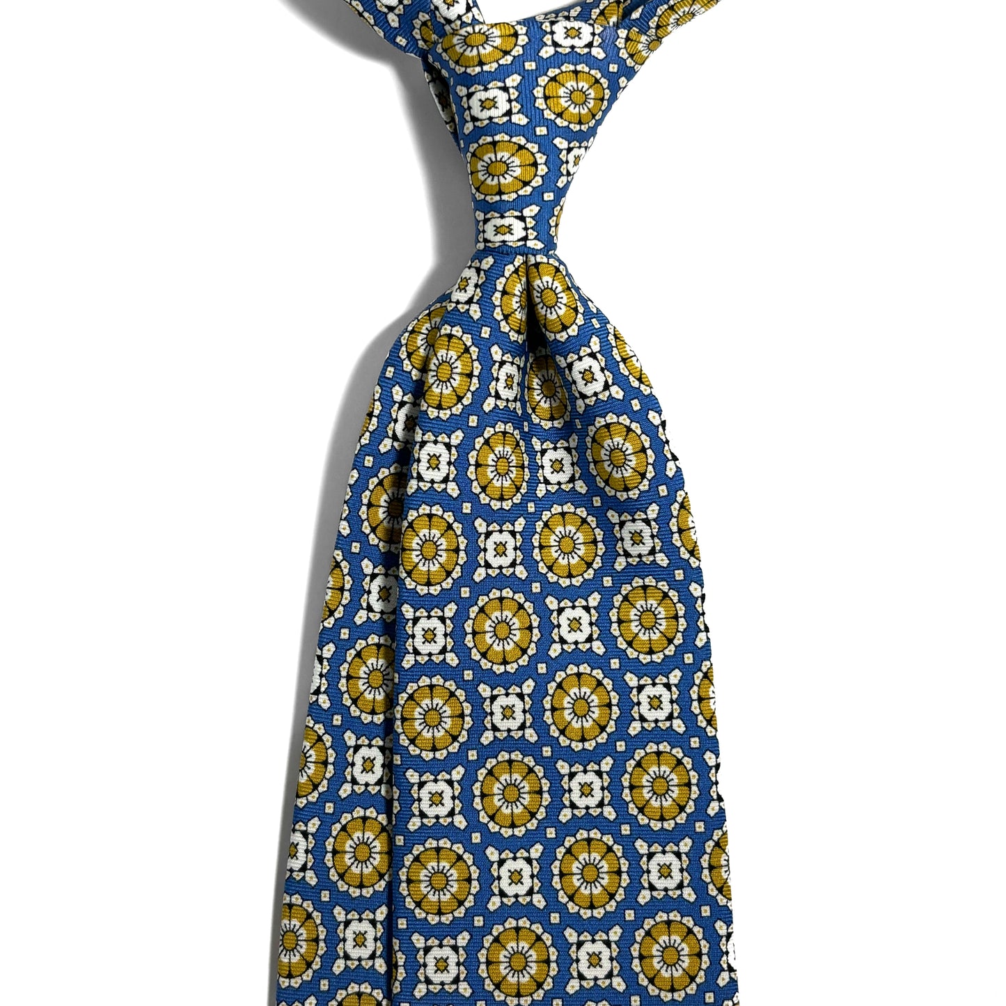 Azure Blue & Yellow Geometric Silk Tie