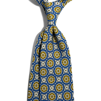 Azure Blue & Yellow Geometric Silk Tie