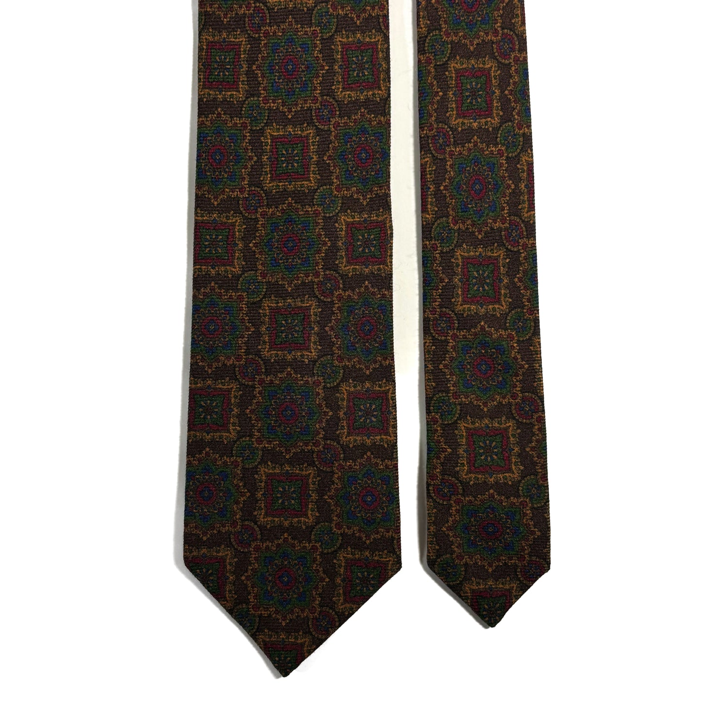 Dark Brown Large Geometric Wool/Silk Tie