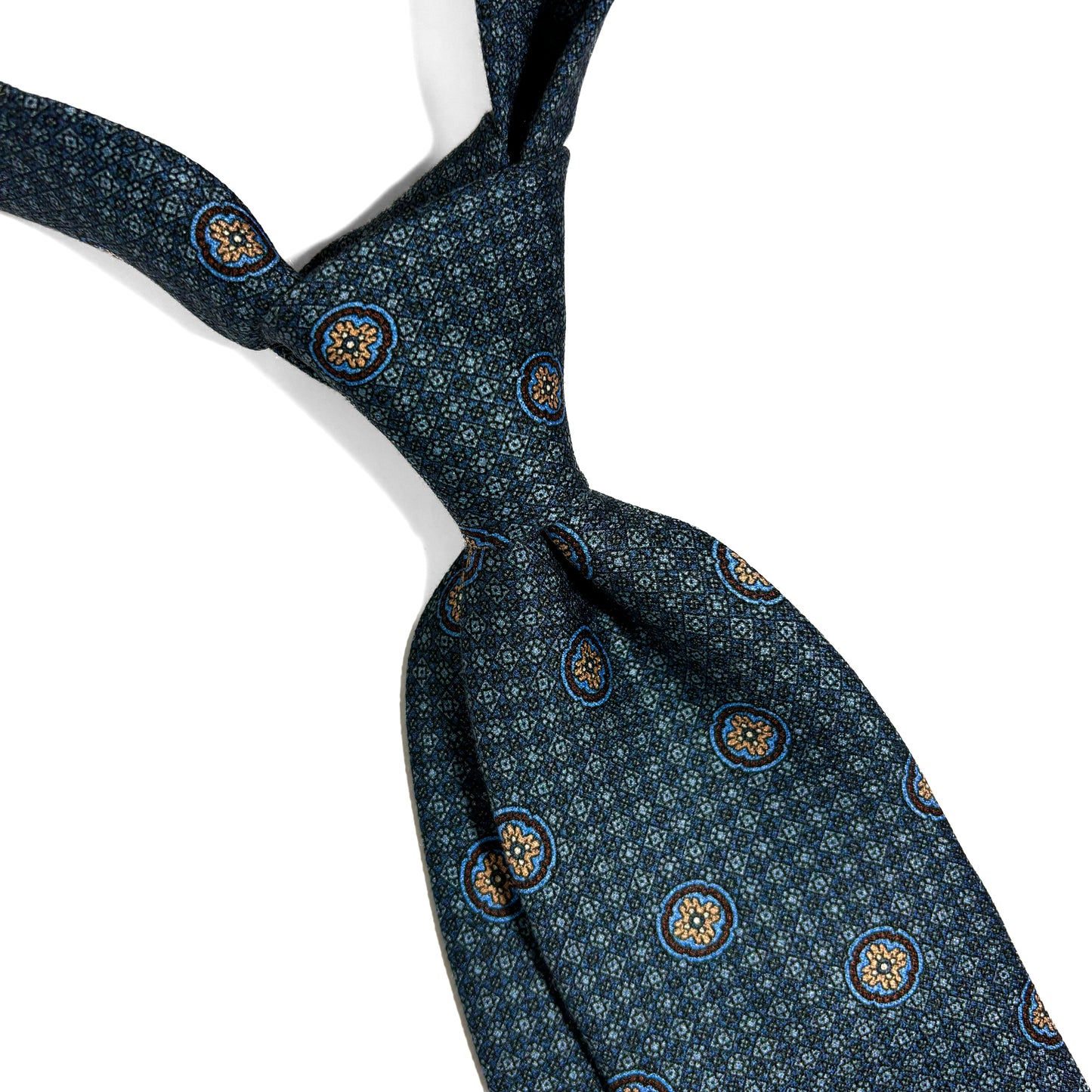 Light Blue Foulard Printed Micro-Grenadine Silk Tie