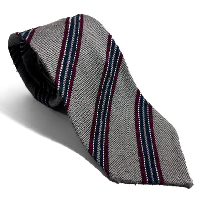 Light Gray Stripe Untipped Silk Shantung Tie