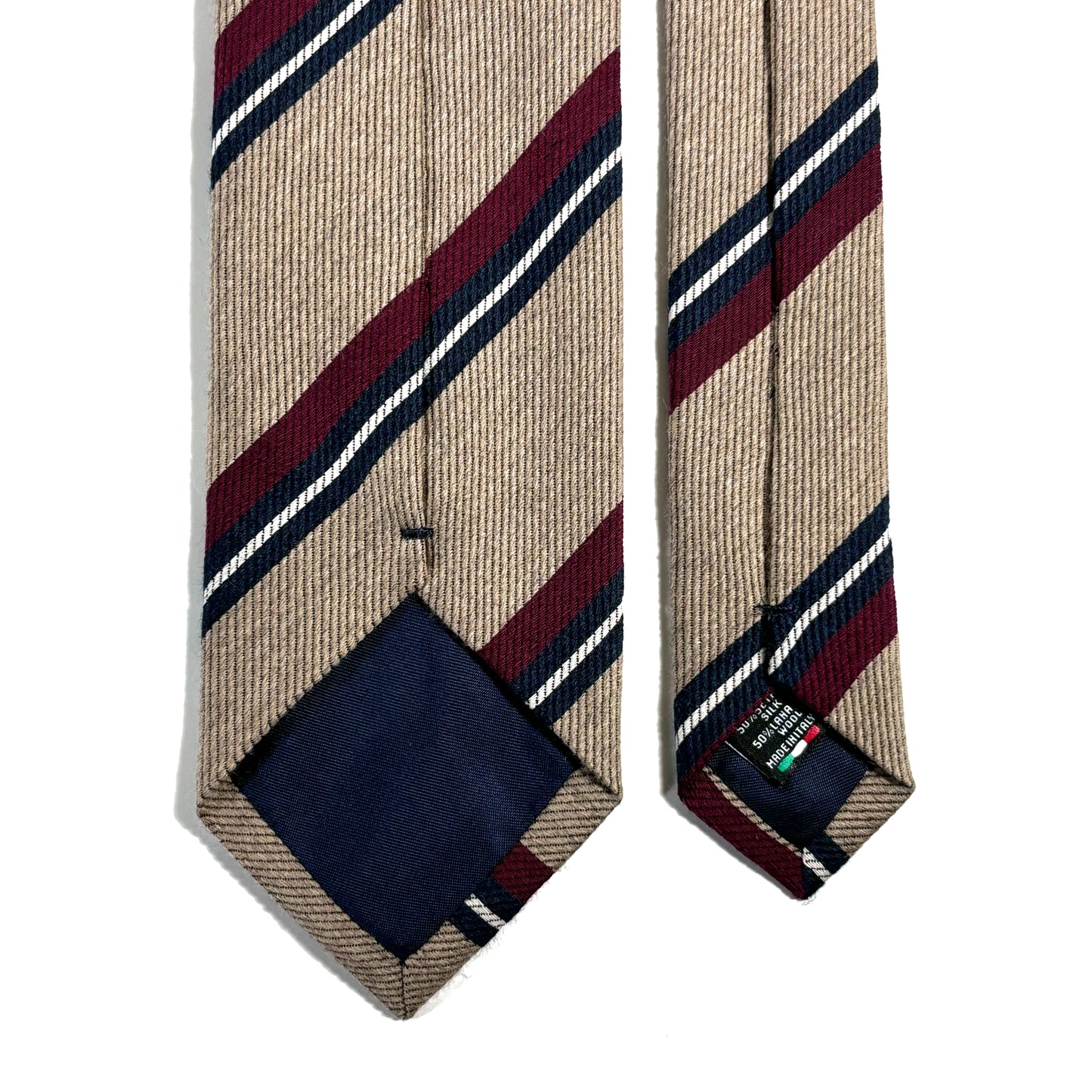 Beige Striped Wool/Silk Tie