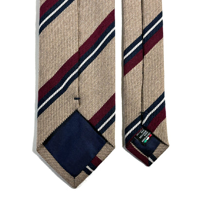 Beige Striped Wool/Silk Tie