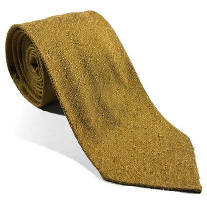 Untipped Mustard Yellow Silk Shantung Tie