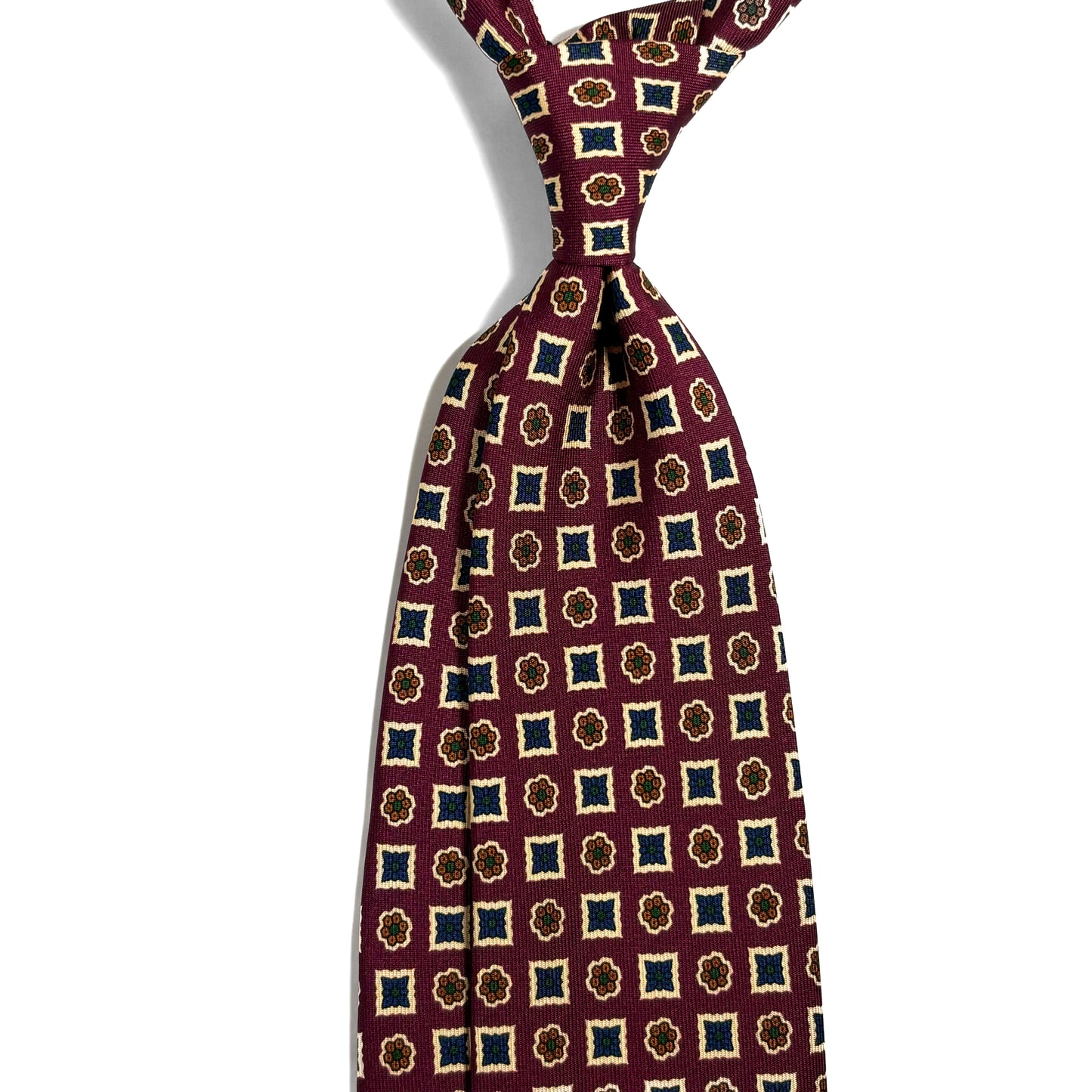 Burgundy & Cream Floral Ancient Madder Silk Tie