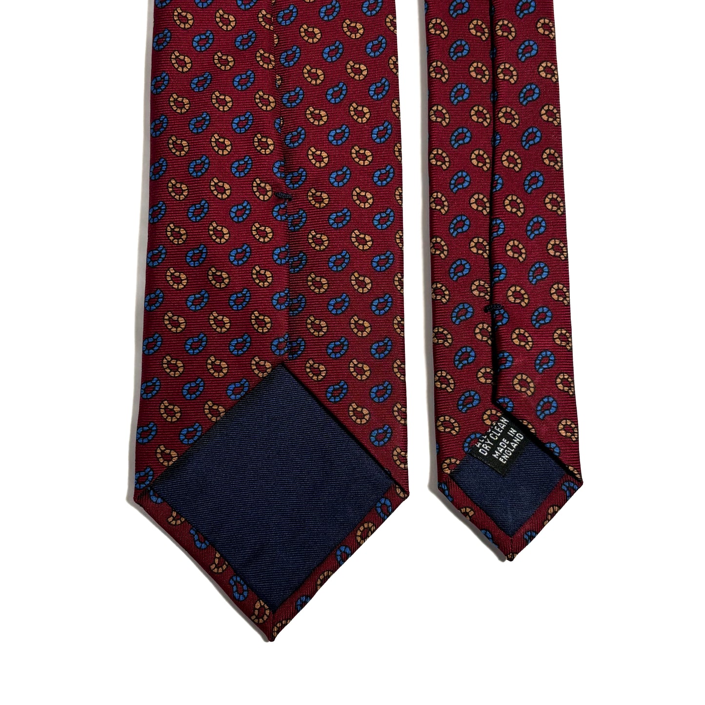 Hand-Printed Burgundy Small Paisley Silk Tie