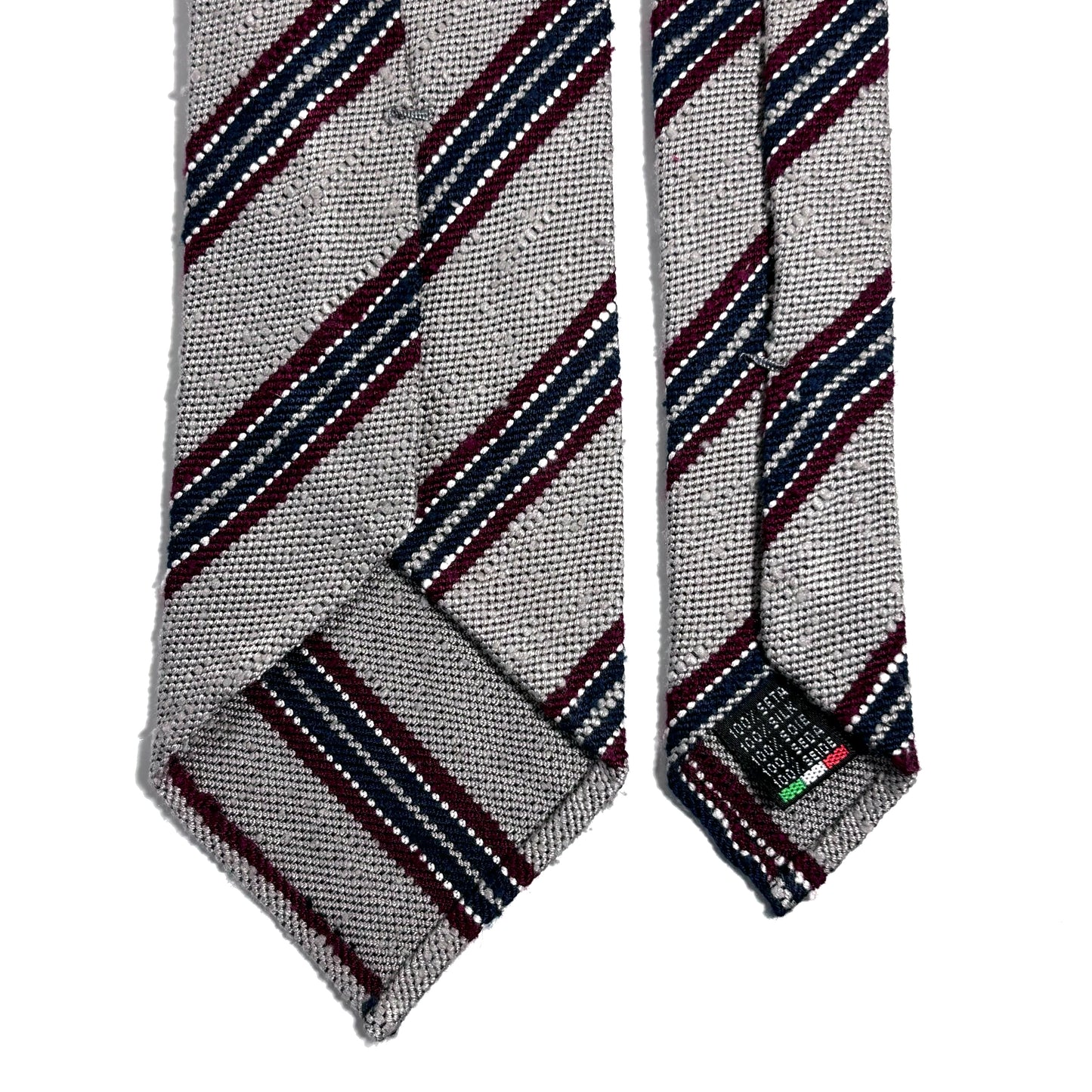 Light Gray Stripe Untipped Silk Shantung Tie