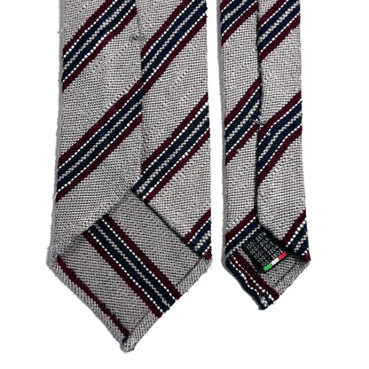 Light Gray Stripe Untipped Silk Shantung Tie