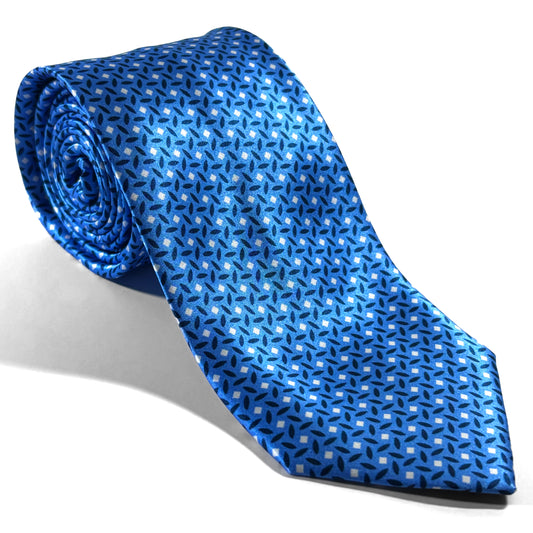 Royal Blue Geometric Silk Satin Tie