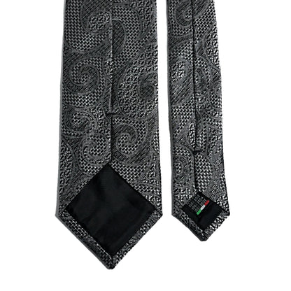 PHOENIX Silver Paisley Silk Grenadine Jacquard Tie