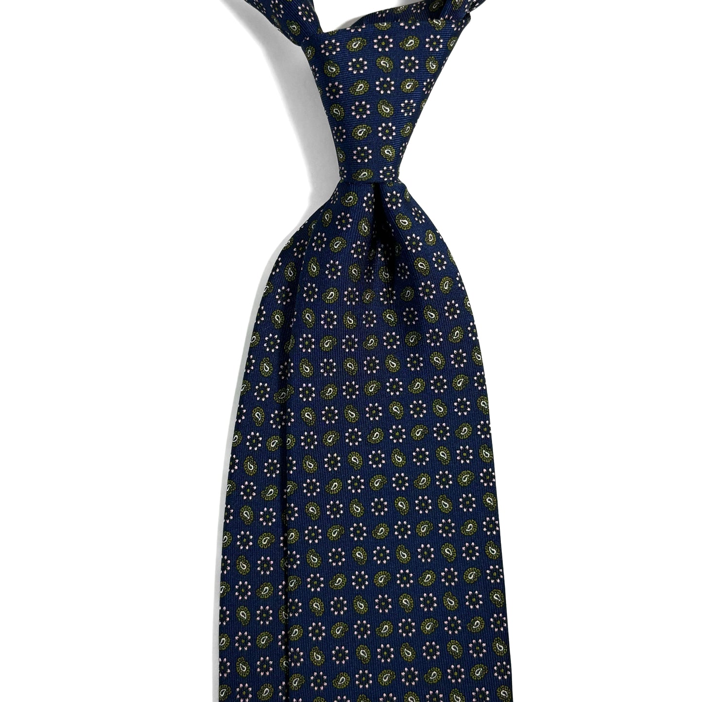 Navy Blue Floral Printed 36oz Silk Twill Tie