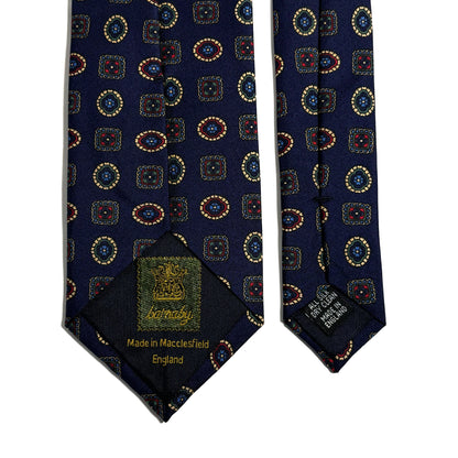 Navy Blue Geometric Medallion Silk Tie
