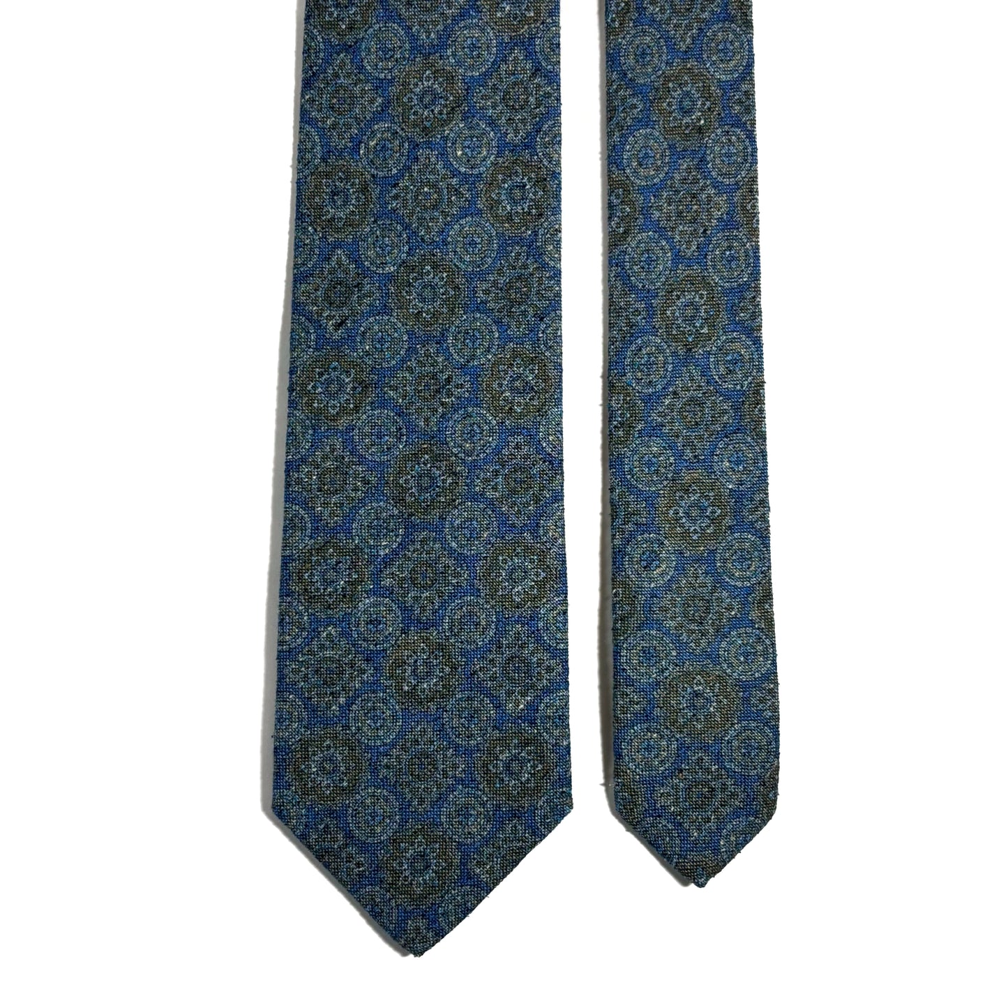 Light Blue Geometric Silk/Cotton Bourette Tie