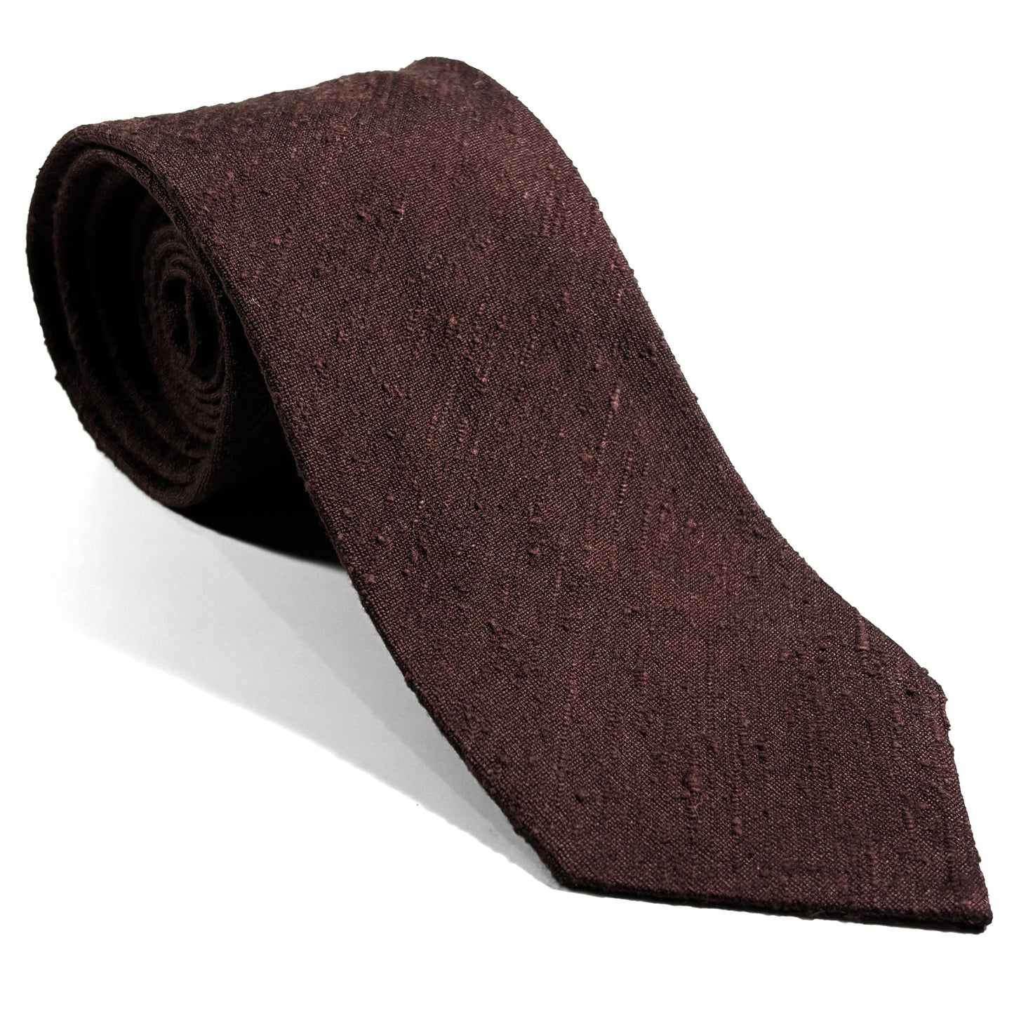 Untipped Brown Silk Shantung Tie