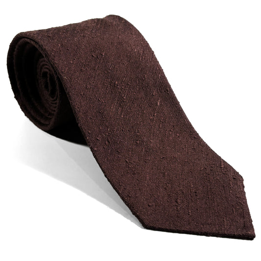 Untipped Brown Silk Shantung Tie