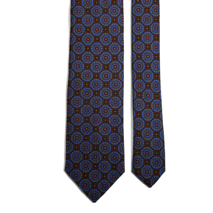 Brown & Blue Geometric Ancient Madder Silk Tie