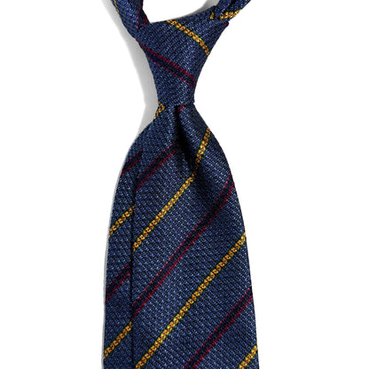 Steel Blue Striped Silk Grenadine Tie (English Weave)
