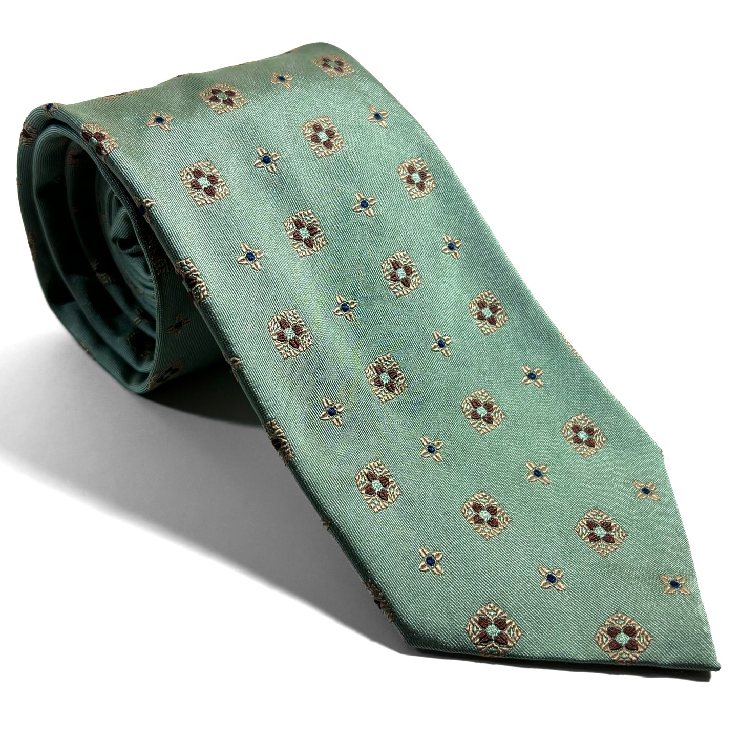 Sage Green Geometric Silk Jacquard Tie