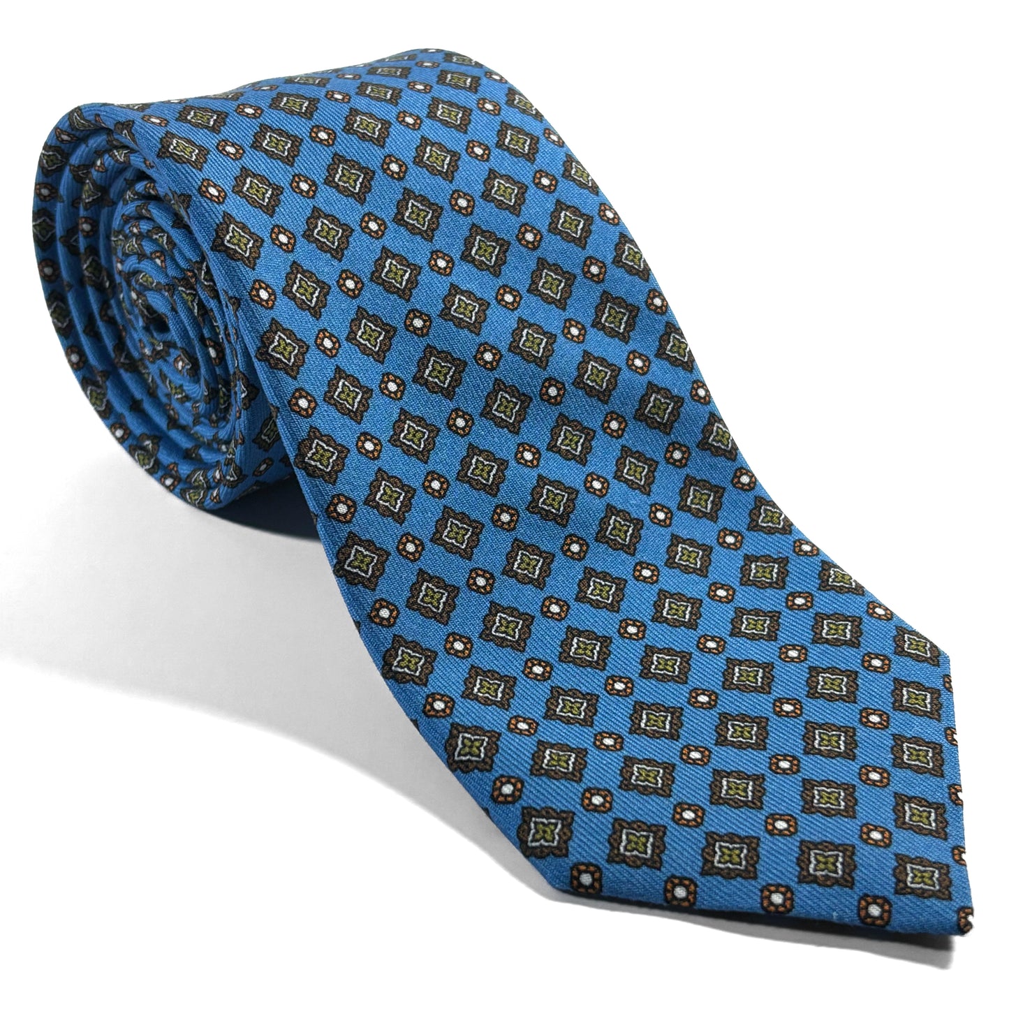 Light Blue Geometric Ancient Madder Silk Tie