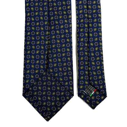 Navy Blue Floral Printed 36oz Silk Twill Tie