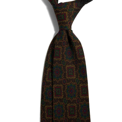 Dark Brown Large Geometric Wool/Silk Tie