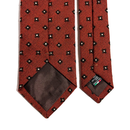 Terracotta Orange Floral Wool/Silk Jacquard Tie