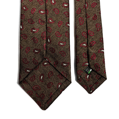 Brown & Burgundy Paisley Silk Jacquard Tie