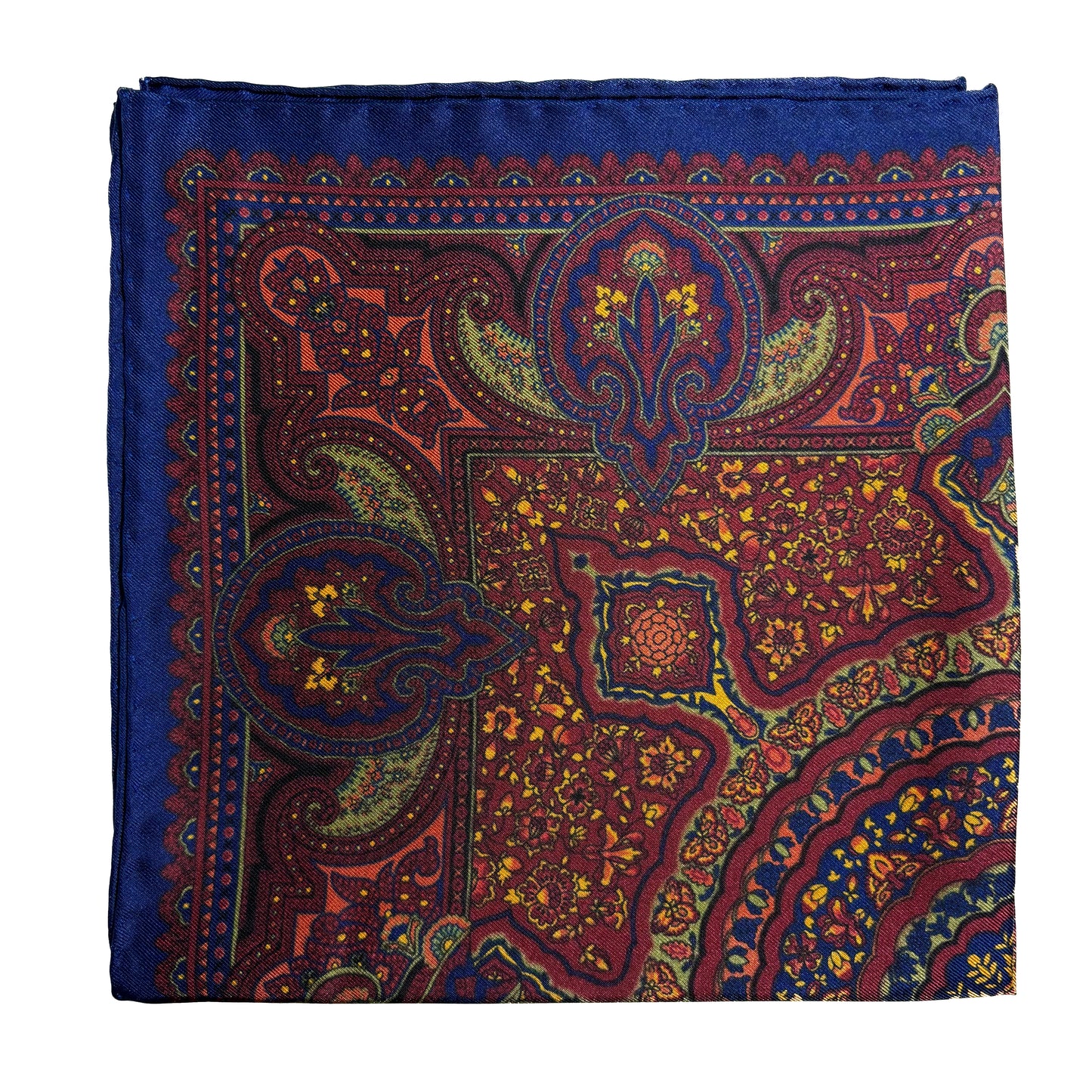 Burgundy & Gold Floral Medallion Silk Pocket Square