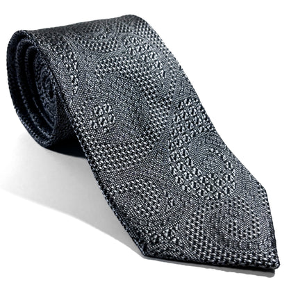 PHOENIX Silver Paisley Silk Grenadine Jacquard Tie