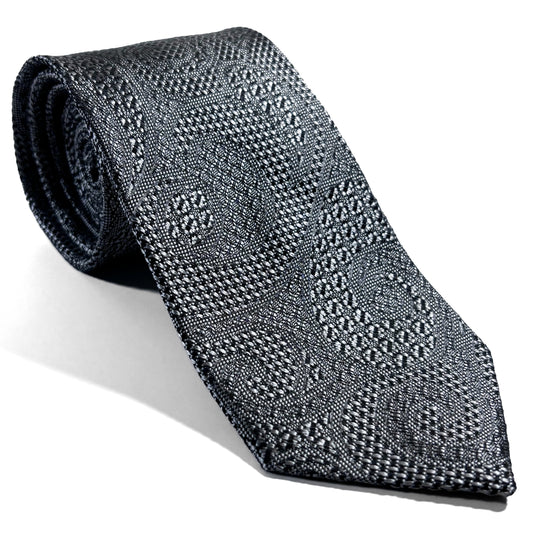 PHOENIX Silver Paisley Silk Grenadine Jacquard Tie