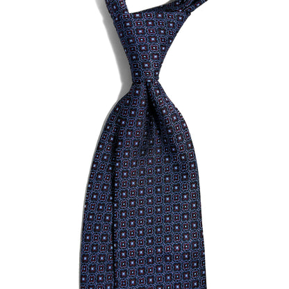 Navy Blue & Burgundy Floral Silk Jacquard Tie