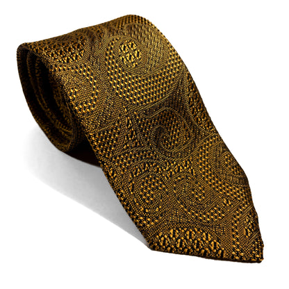 PHOENIX Gold Paisley Silk Grenadine Jacquard Tie