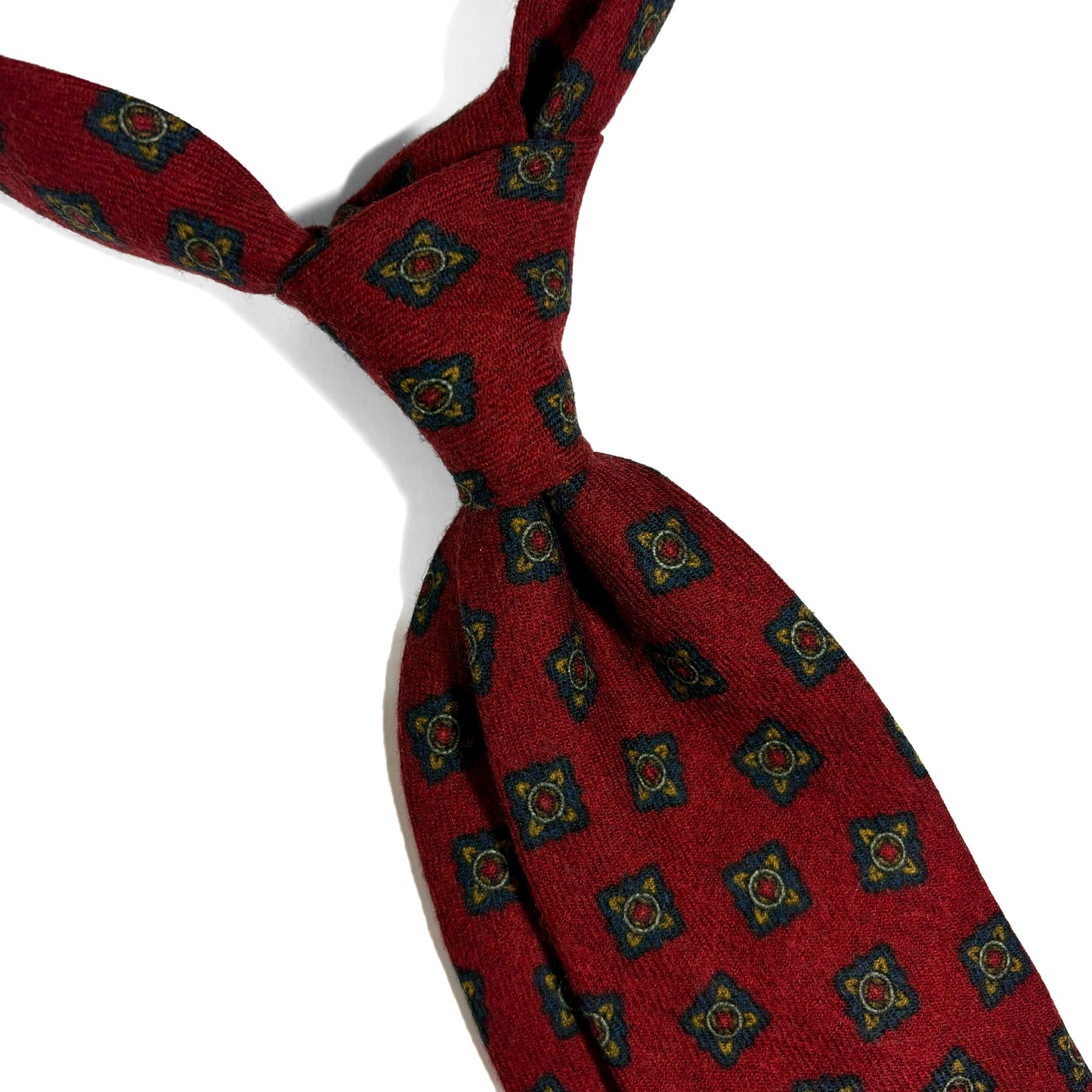 Red Geometric Wool Flannel Tie