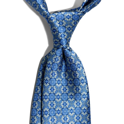 Light Blue Floral Silk Satin Tie