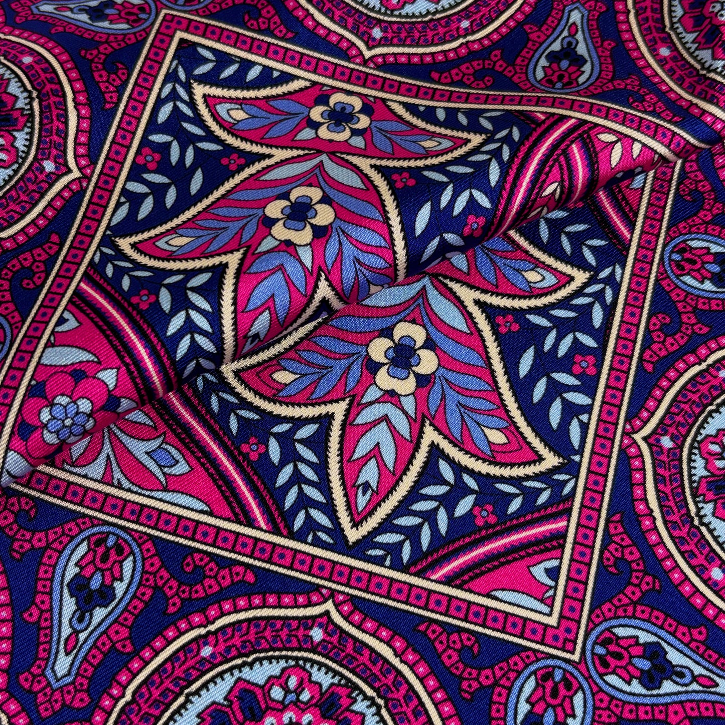 Fuchsia Pink Floral Paisley Silk Pocket Square