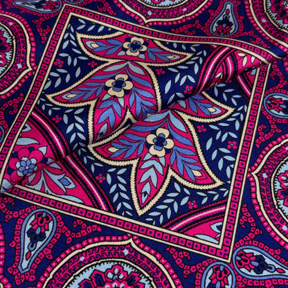 Fuchsia Pink Floral Paisley Silk Pocket Square