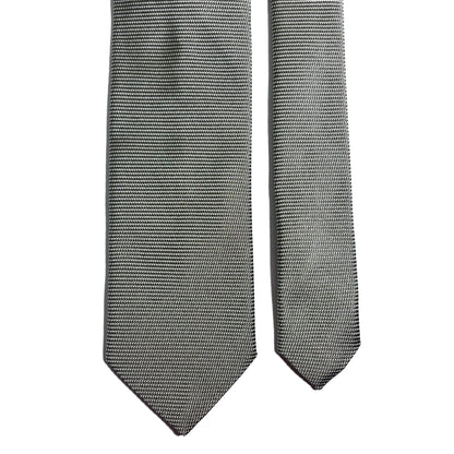 Gray Micro-Check Silk Jacquard Tie