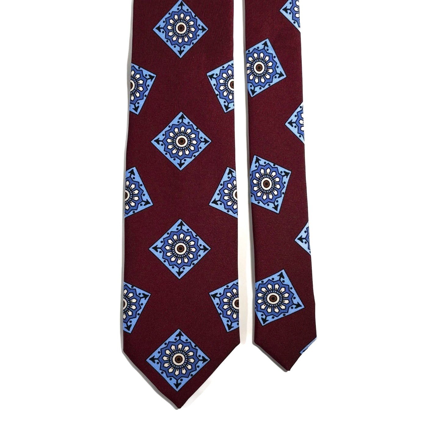 Burgundy Large Square Printed 36oz Silk Twill Tie