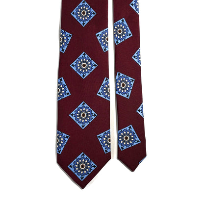 Burgundy Large Square Printed 36oz Silk Twill Tie
