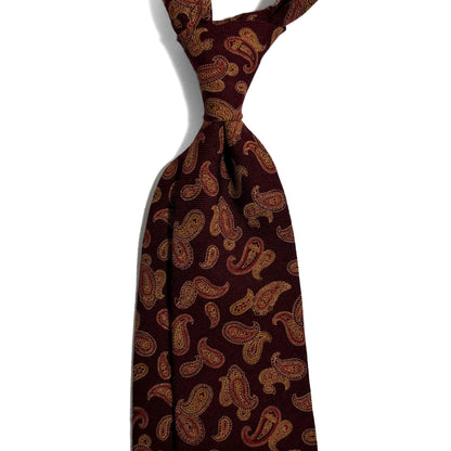 Burgundy & Gold Paisley Wool Challis Tie