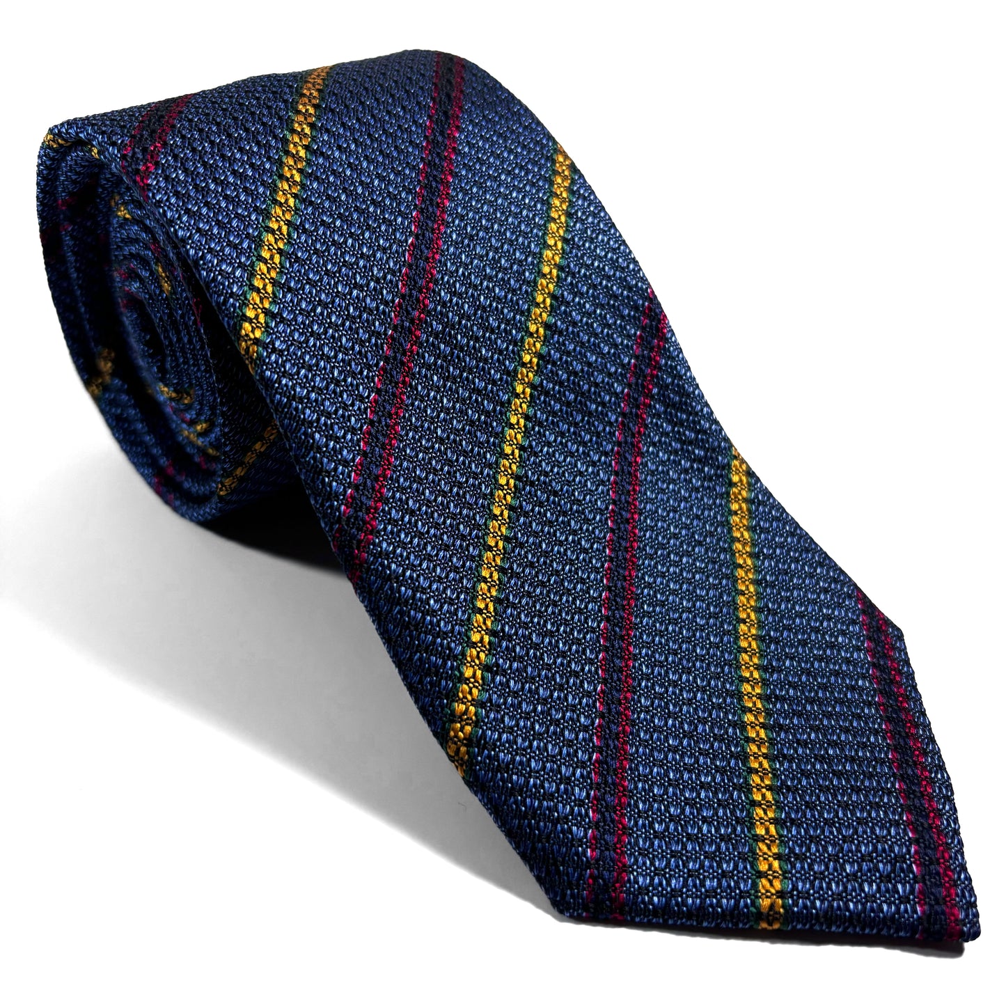 Steel Blue Striped Silk Grenadine Tie (English Weave)