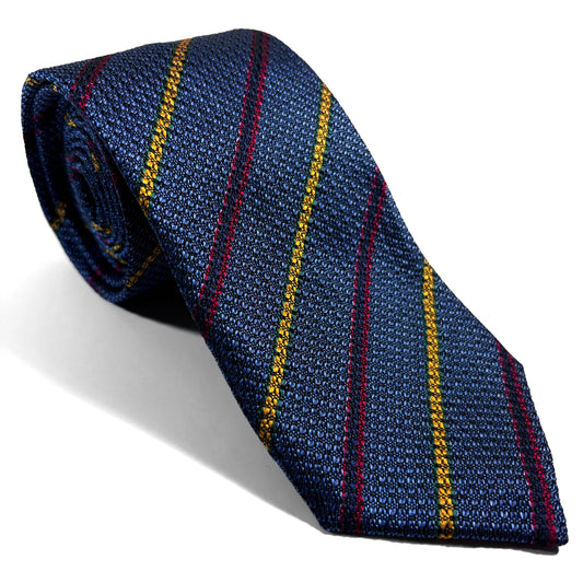 Steel Blue Striped Silk Grenadine Tie (English Weave)