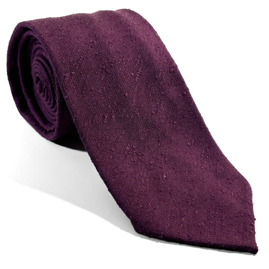 Untipped Plum Purple Silk Shantung Tie