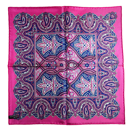 Fuchsia Pink Floral Paisley Silk Pocket Square