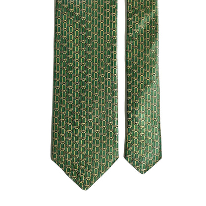Green Bridle Motif Silk Satin Tie