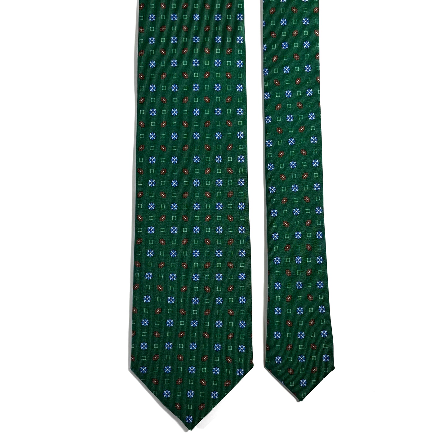 Green Small Floral Printed 36oz Silk Twill Tie