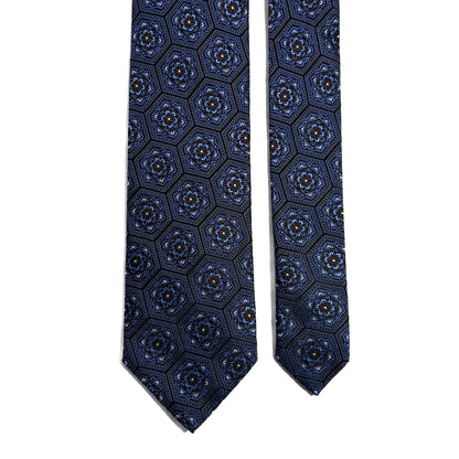 Light Blue & Brown Hexagon Silk Jacquard Tie